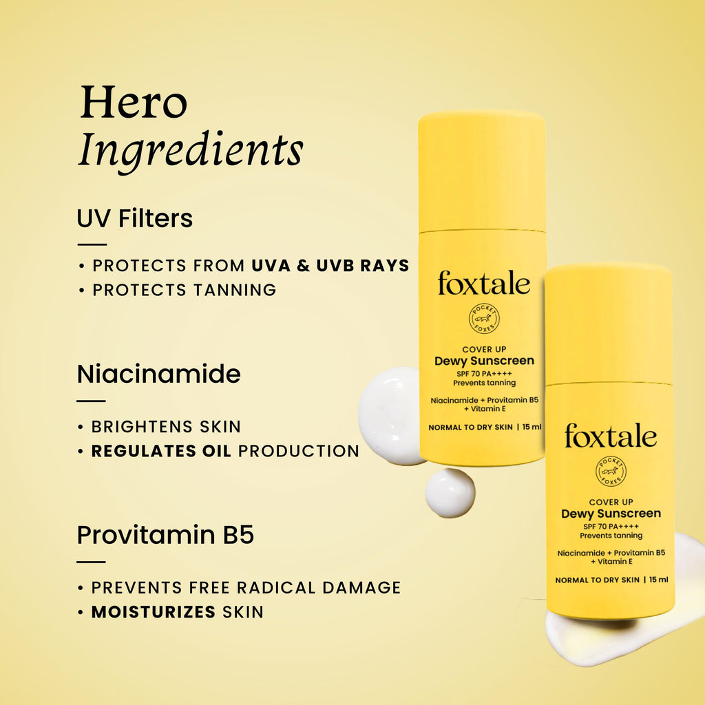 FoxTale SPF 70 Niacinamide Dewy Sunscreen – (15 ml)